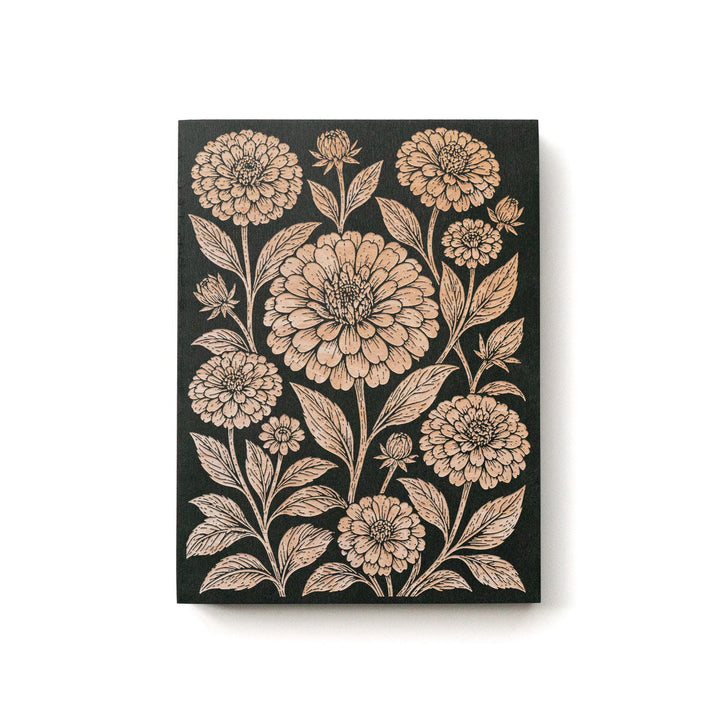 Zinnia Garden Pattern Engraved Birch Art Panel