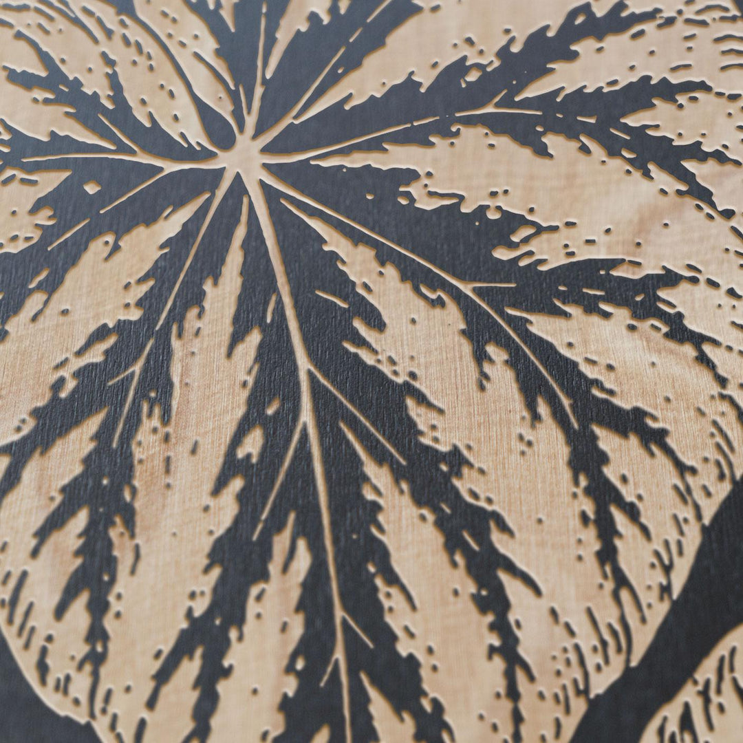 Begonia Leaf Pattern Engraved Birch Art Panel