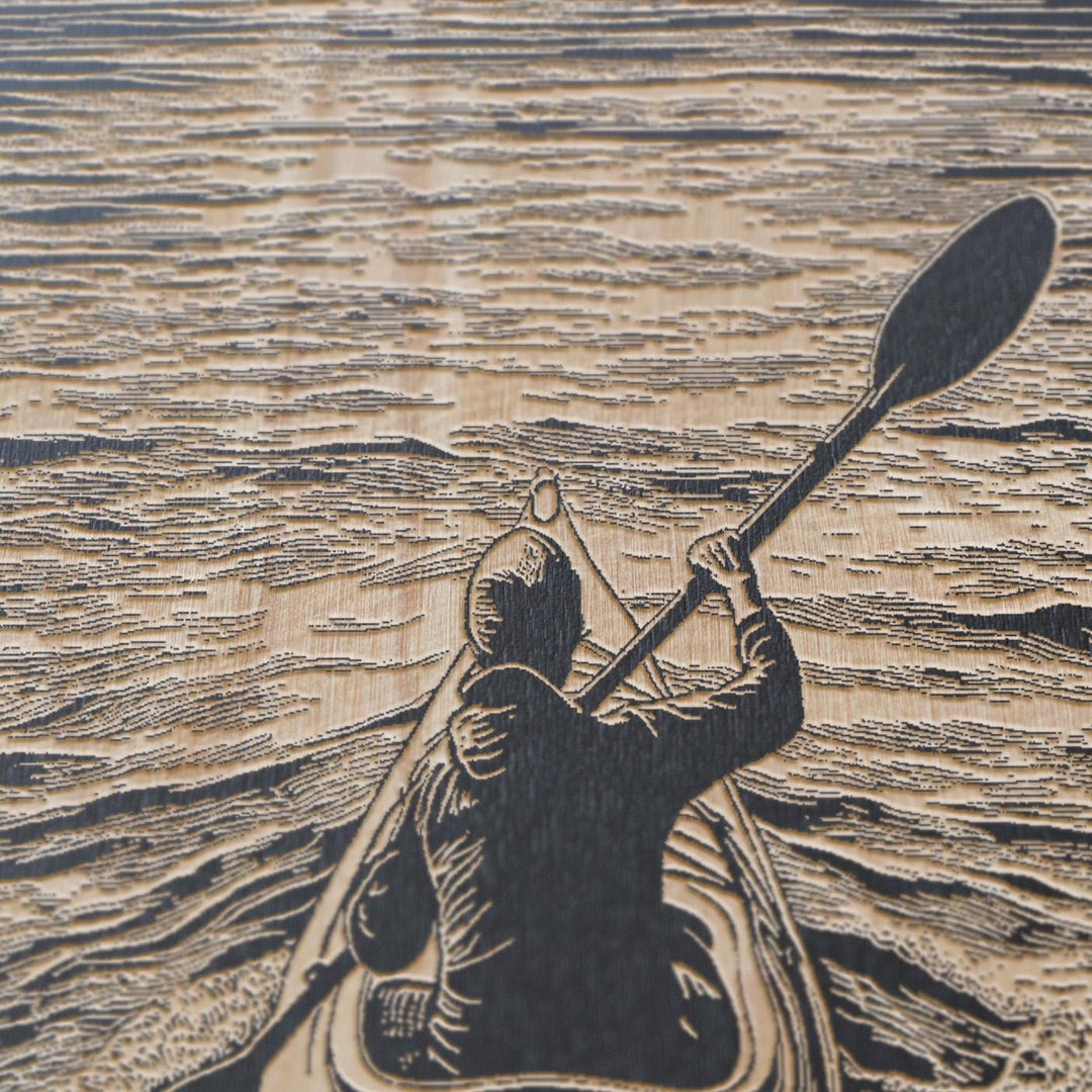 Kayaker Engraved Illustration