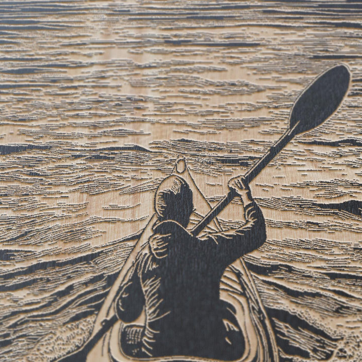 Kayaker Engraved Illustration