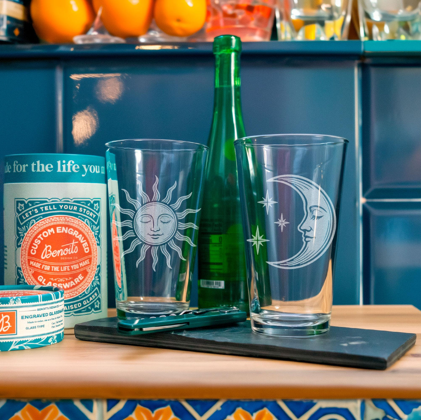 Vintage Sun & Moon Face Glasses (Set of 2)