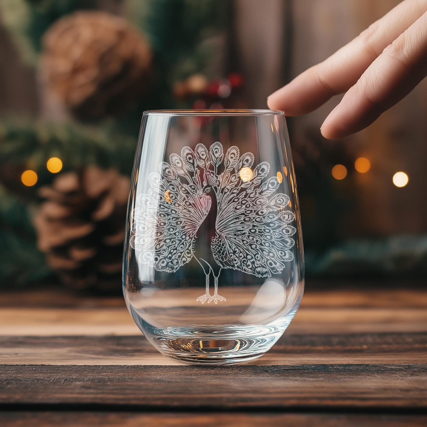 Peacock Glasses | Birding Theme Personalized Whiskey, Wine & Beer Glassware, Nature Inspired Drinkware, Exotic Bird Decor, Birder Gift