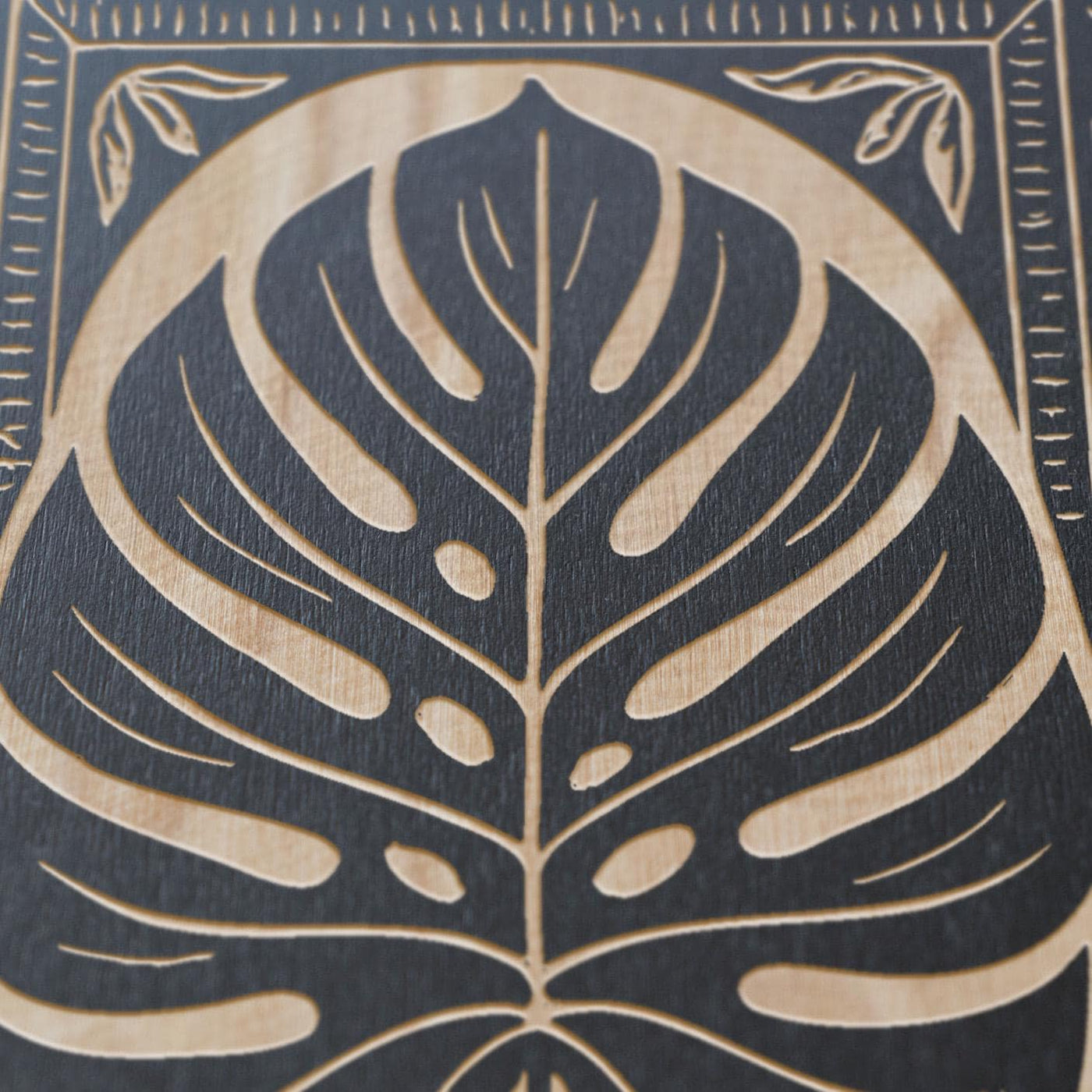 Monstera Leaf Engraved Birch Illustration