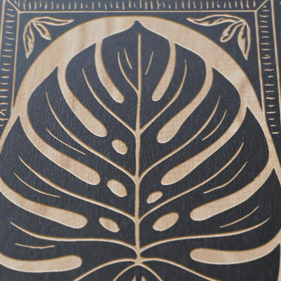Monstera Leaf Engraved Birch Illustration