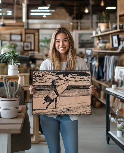 Surfer Girl on a Beach Wall Art