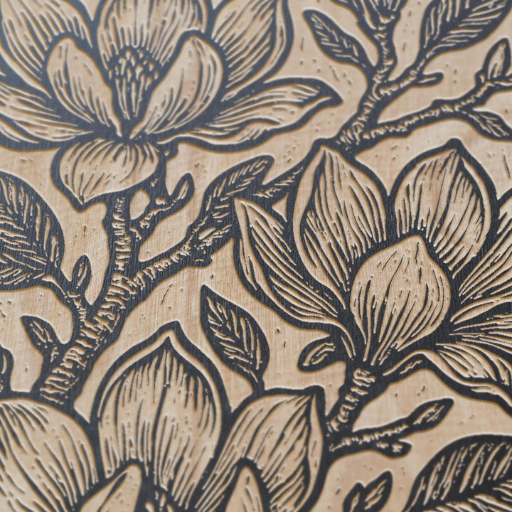 Magnolia Blossoms Engraved Birch Illustration