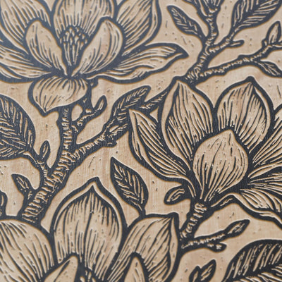 Magnolia Blossoms Engraved Birch Illustration