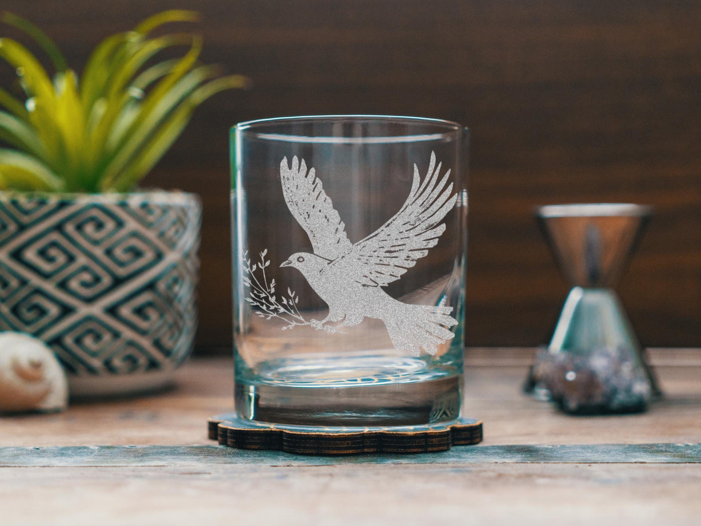 Dove Glasses | Bird Personalized Whiskey, Wine & Beer Glassware, Birding Nature Lover Drinkware, Birders Birdwatching Gift, Peace Hope Dove