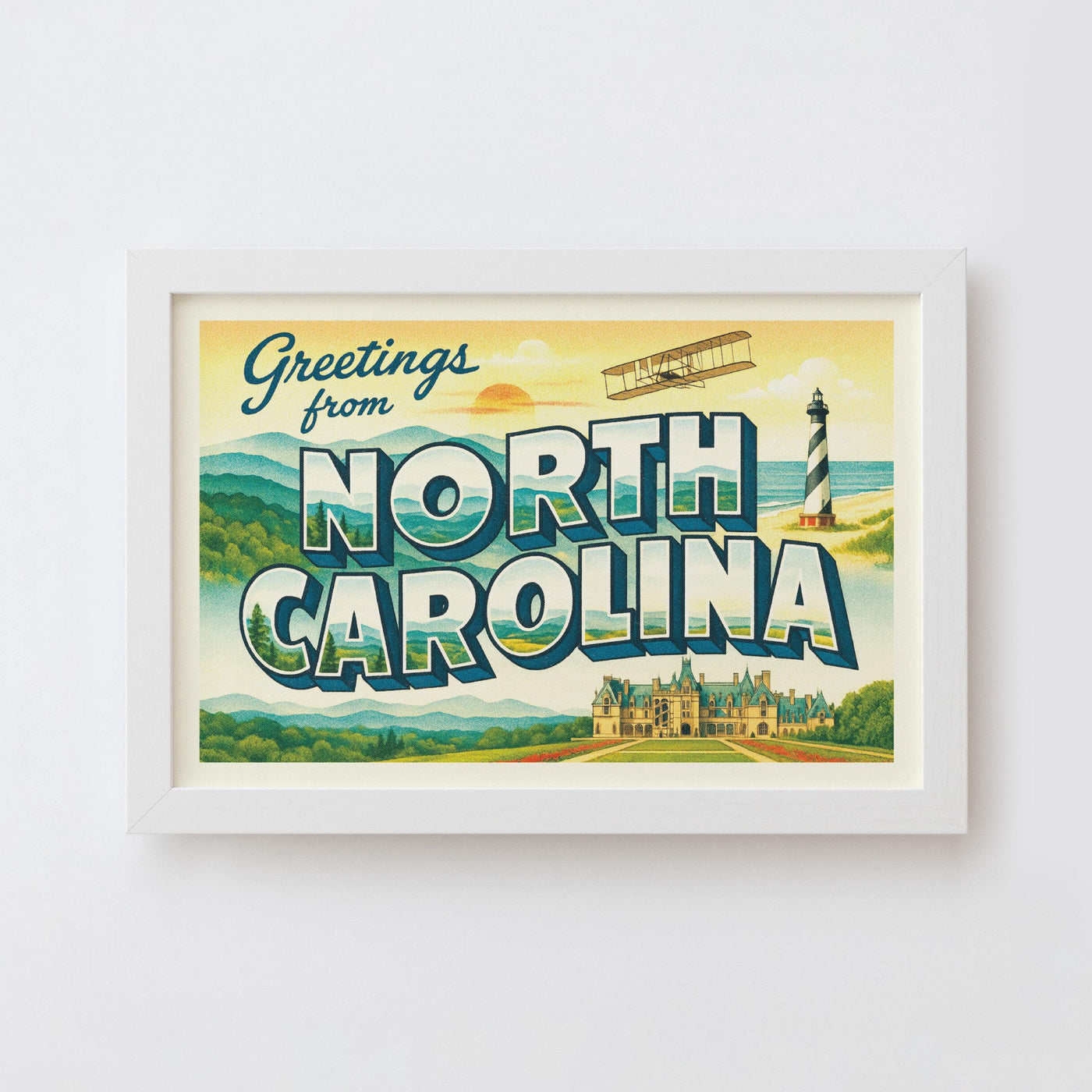 North Carolina Postcard Art Print
