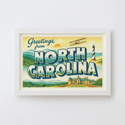 North Carolina Postcard Art Print