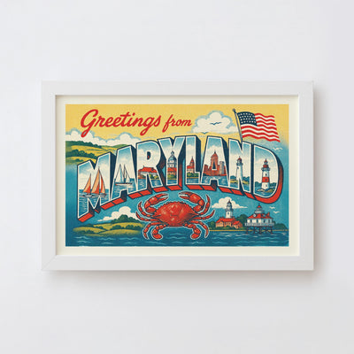 Maryland Postcard Art Print