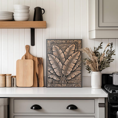 Banana Leaves Engraved Birch Illustration