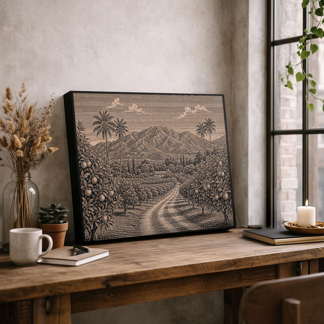 Ojai Orange Grove Engraved Birch Art Panel