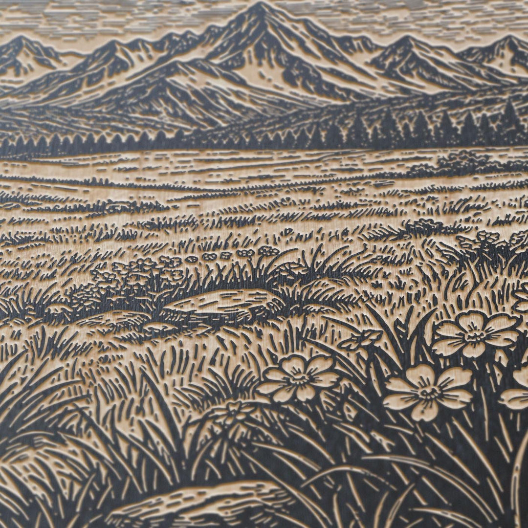 Mountain Meadow Engraved Birch Art Panel