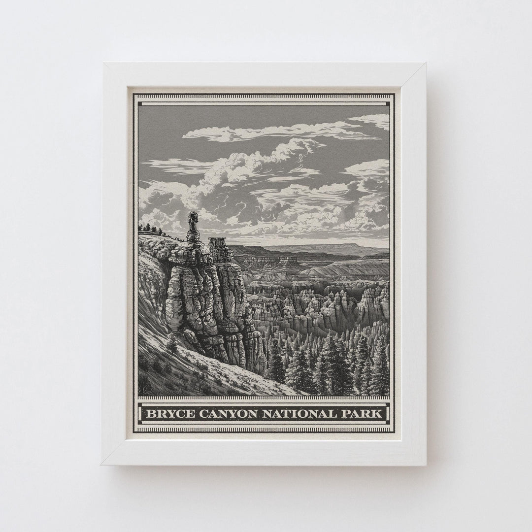 Bryce Canyon National Park Lithograph Style Print - Vintage Grand Staircase Utah archival matte fine art print Peekaboo &amp; Queens Garden Gift