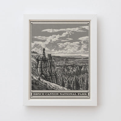 Bryce Canyon National Park Lithograph Style Print - Vintage Grand Staircase Utah archival matte fine art print Peekaboo & Queens Garden Gift