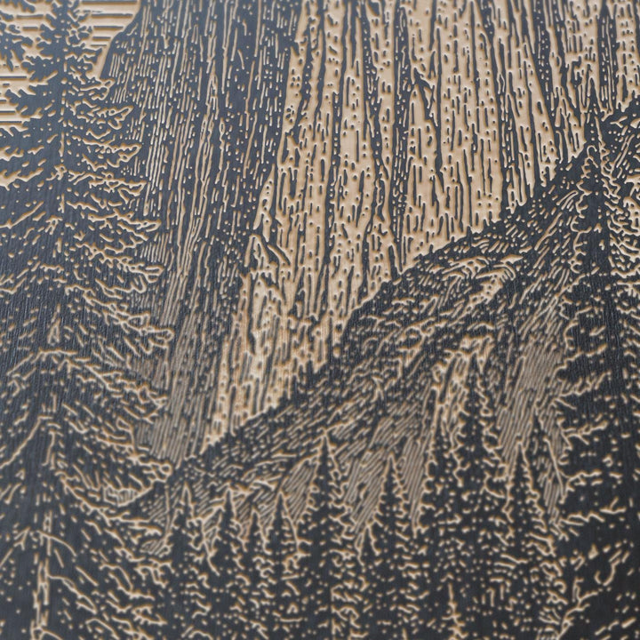 Yosemite Granite Wall and Pines Engraved Birch Art Panel