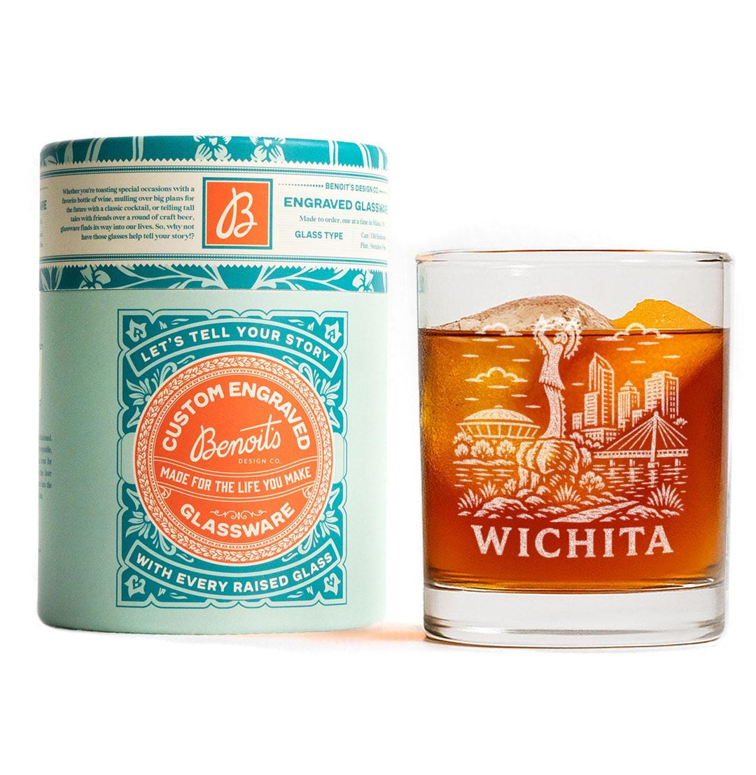Wichita Kansas Engraved Glass