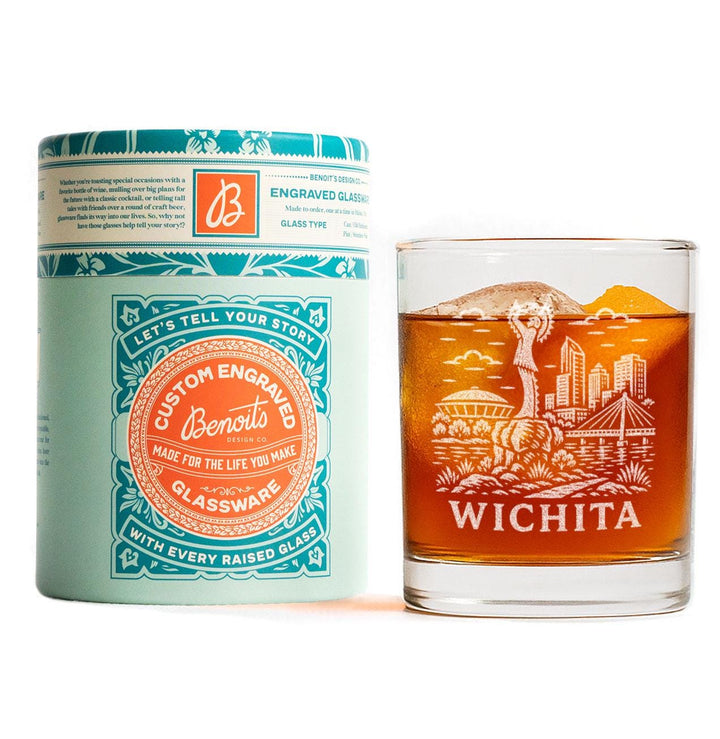 Wichita Kansas Engraved Glass