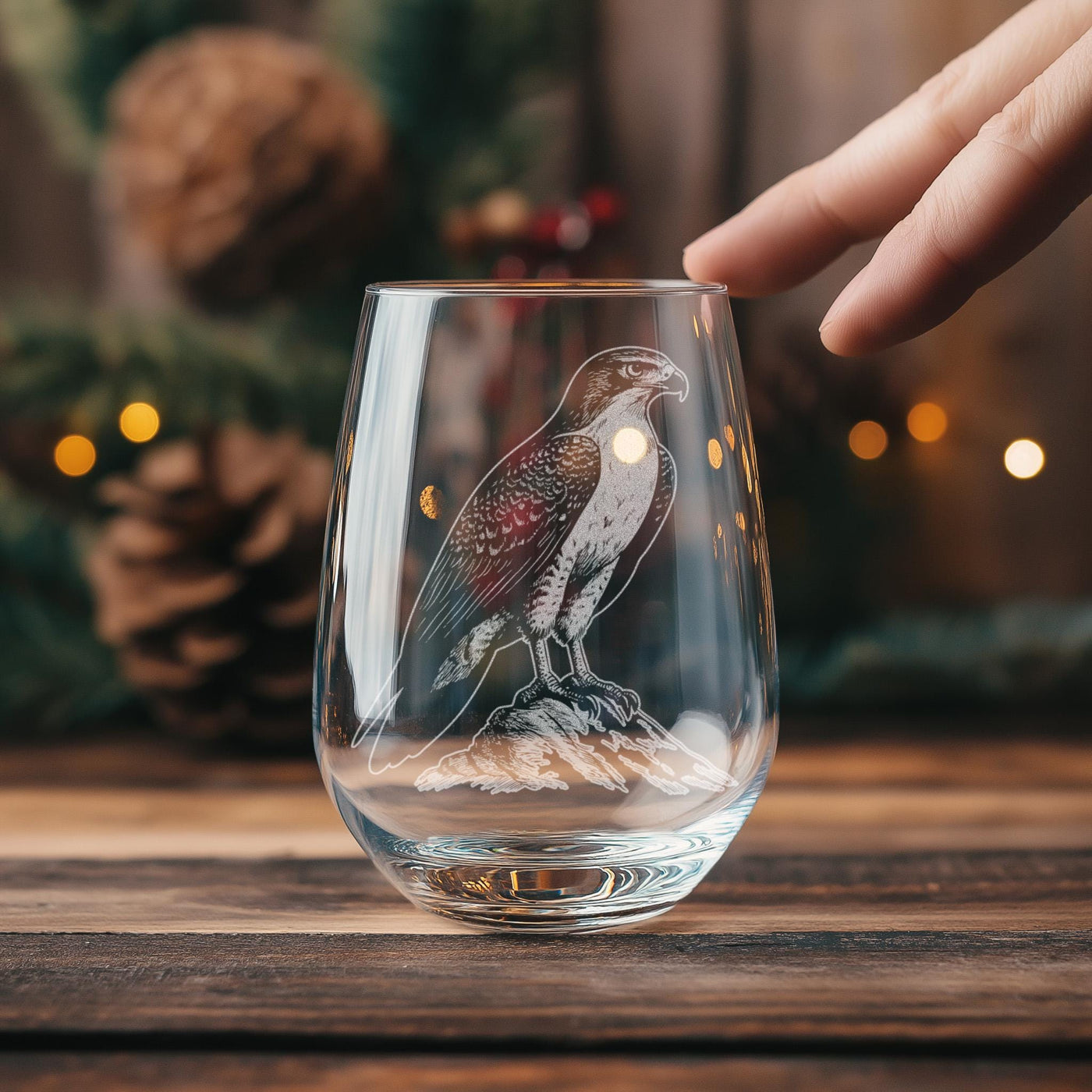 Hawk Glasses | Birding Personalized Whiskey, Wine & Beer Glassware, Nature Inspired Drinkware, Birds of Prey Wildlife Decor, Birder Gift