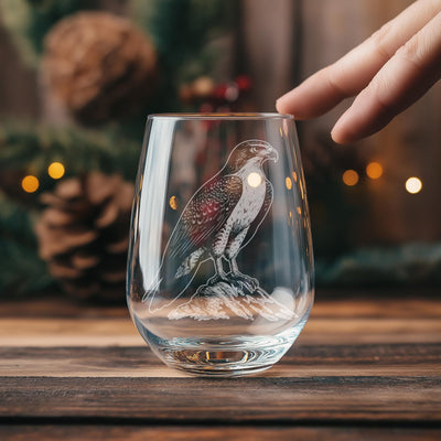 Hawk Glasses | Birding Personalized Whiskey, Wine & Beer Glassware, Nature Inspired Drinkware, Birds of Prey Wildlife Decor, Birder Gift