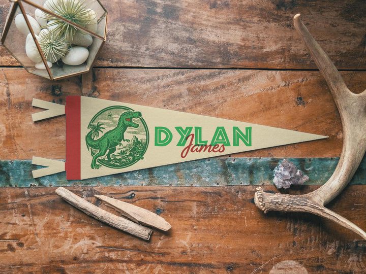 Custom Name Sign Felt Jurassic Pennant