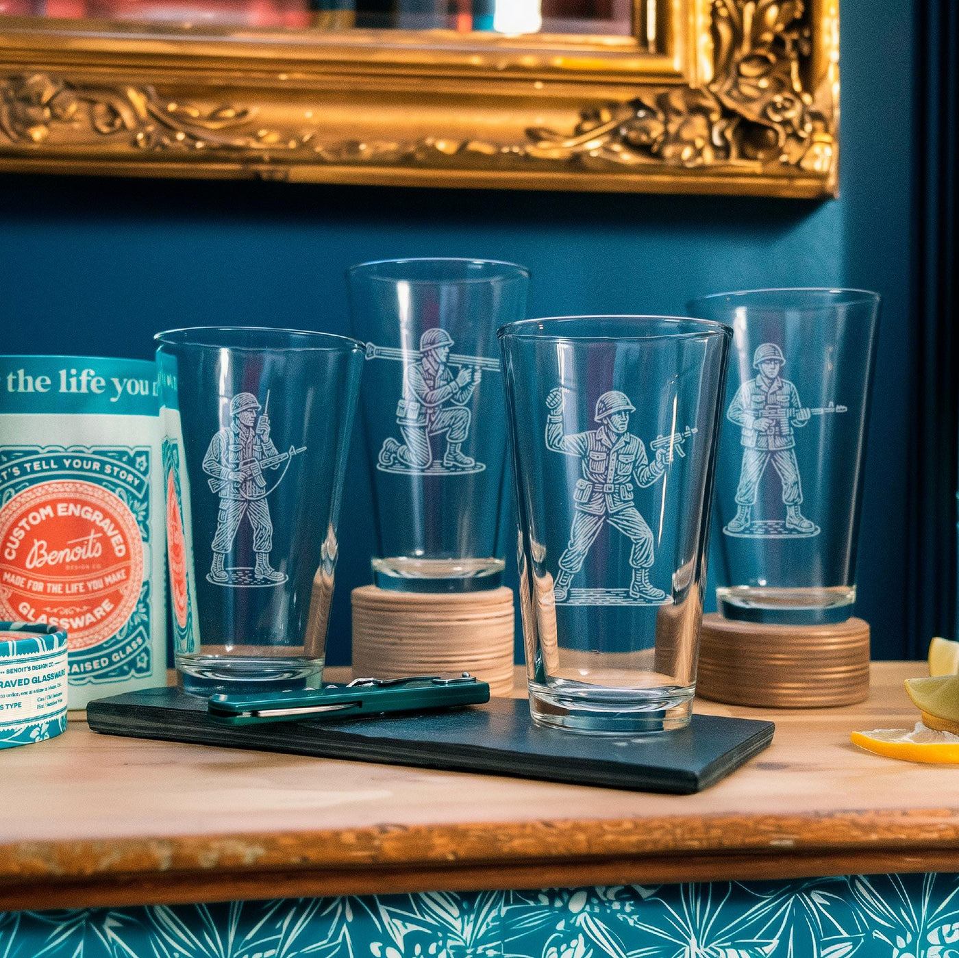 Army Men Glass Set
