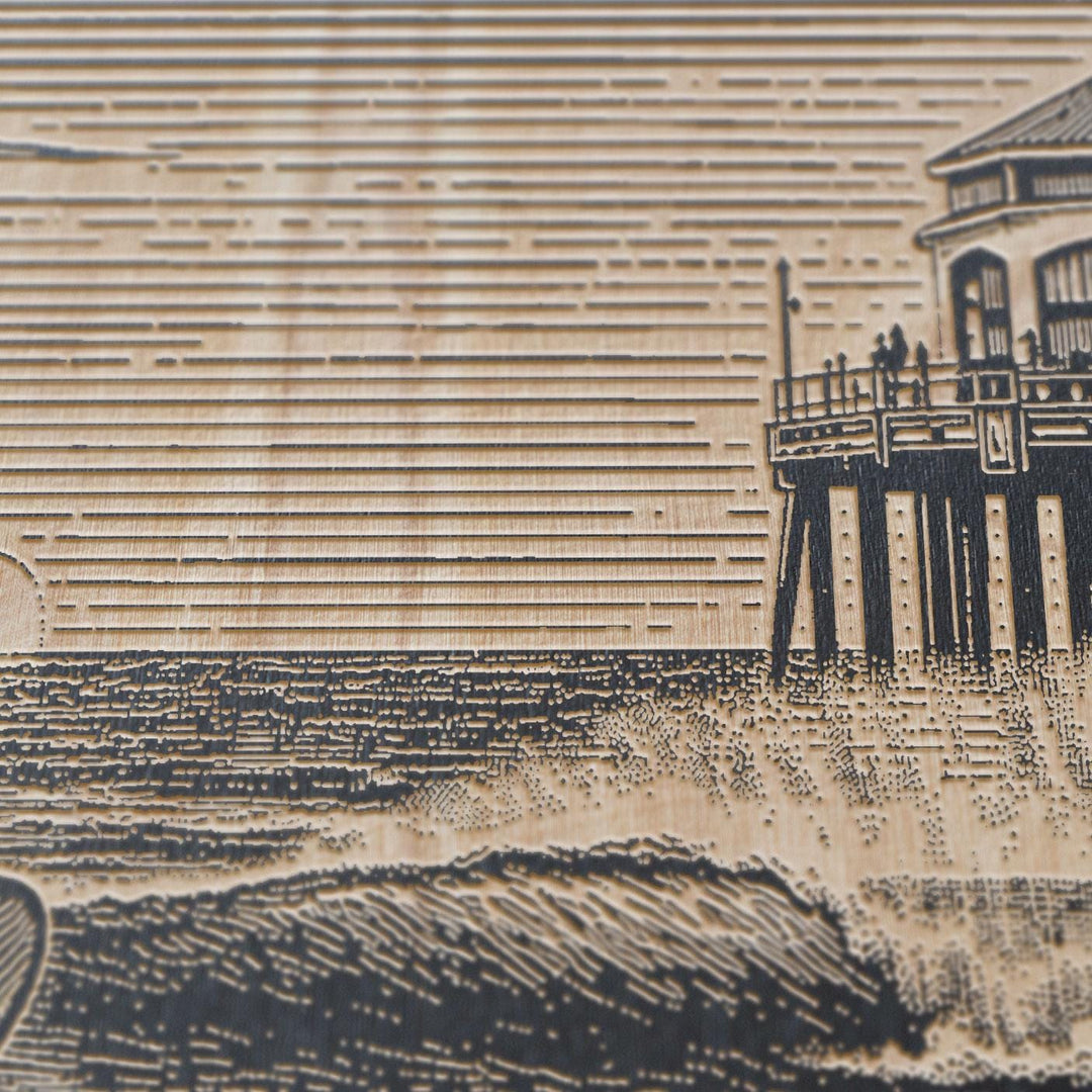 Huntington Beach California Engraved Illustration