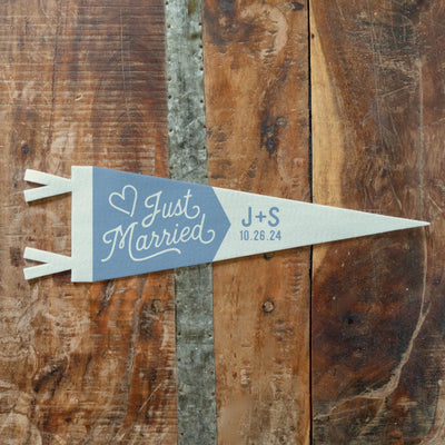Custom Just Married Wedding Sign Felt Pennant