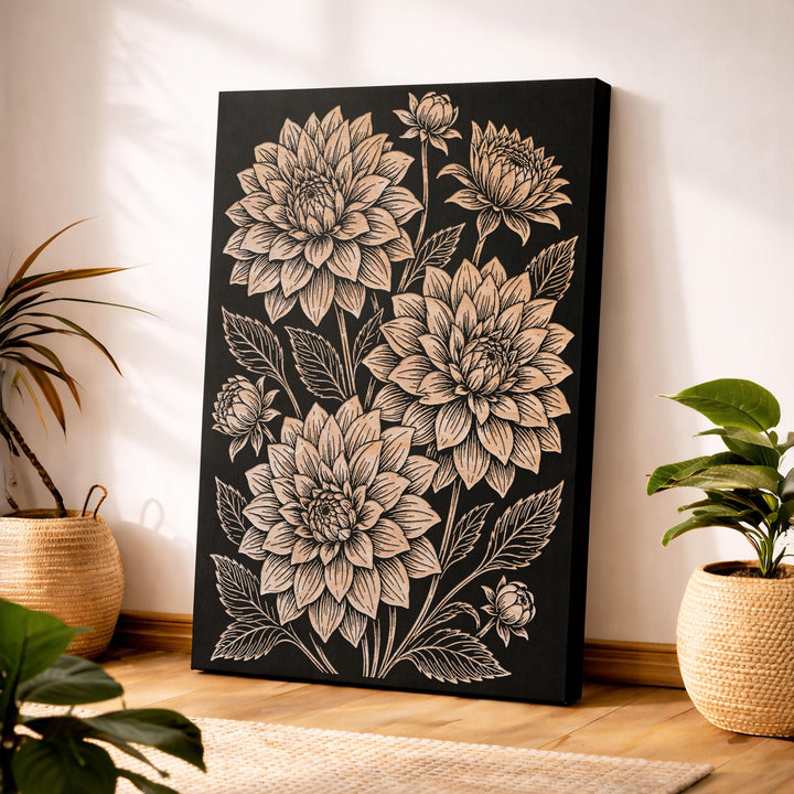 Dahlia Engraved Birch Art Panel