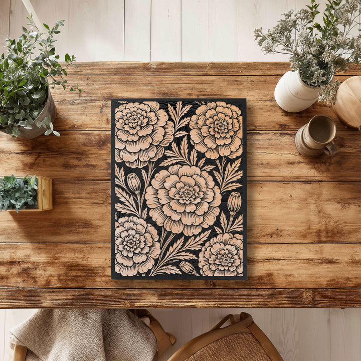 Marigold Garden Engraved Birch Art Panel