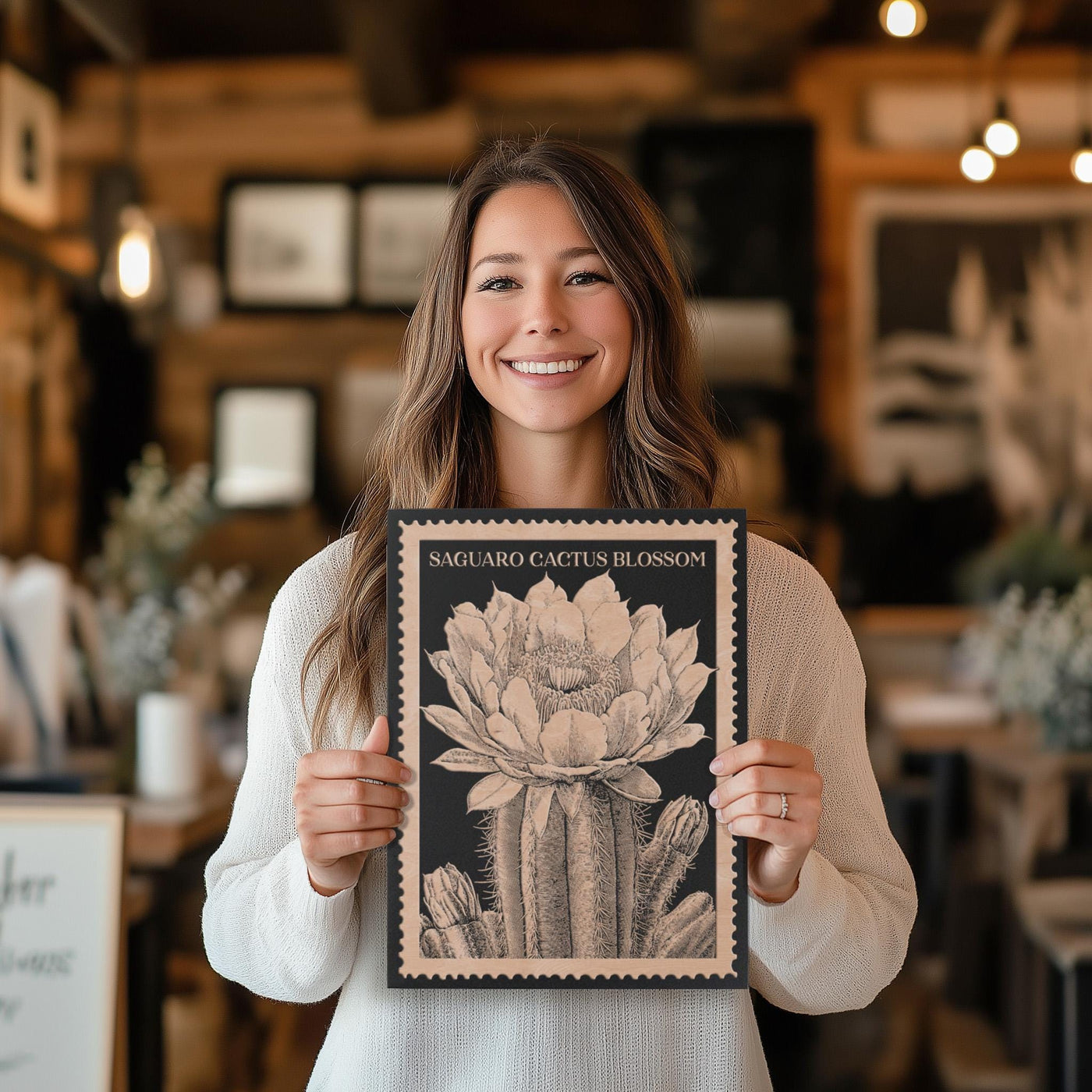 Saguaro Cactus Blossom Floral Wall Art