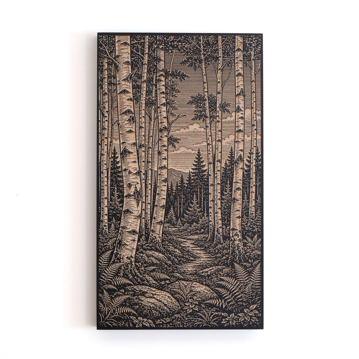 Birch Forest Engraved Birch Art Panel