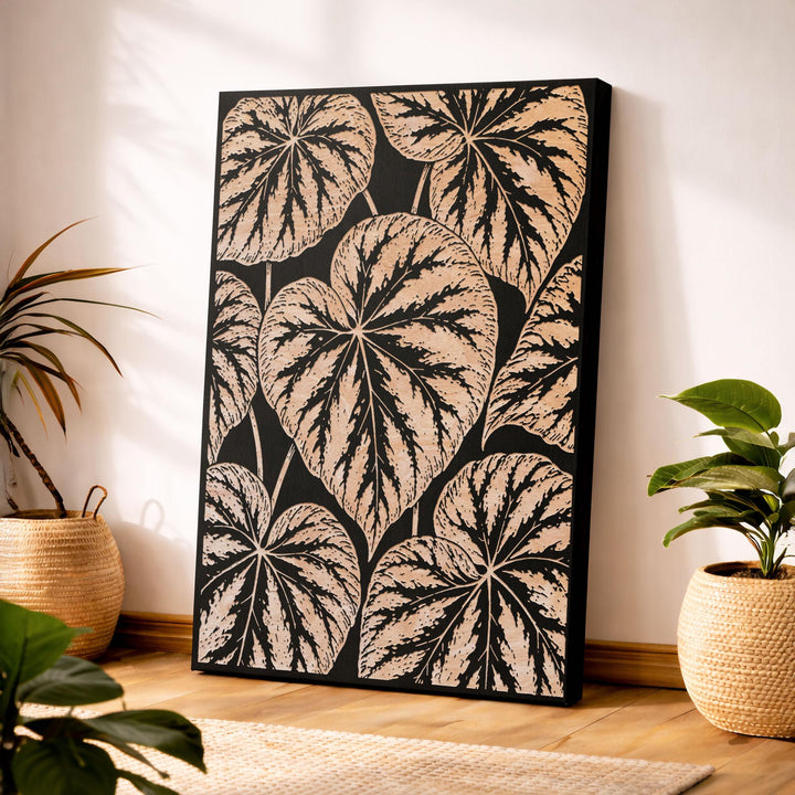 Begonia Leaf Pattern Engraved Birch Art Panel