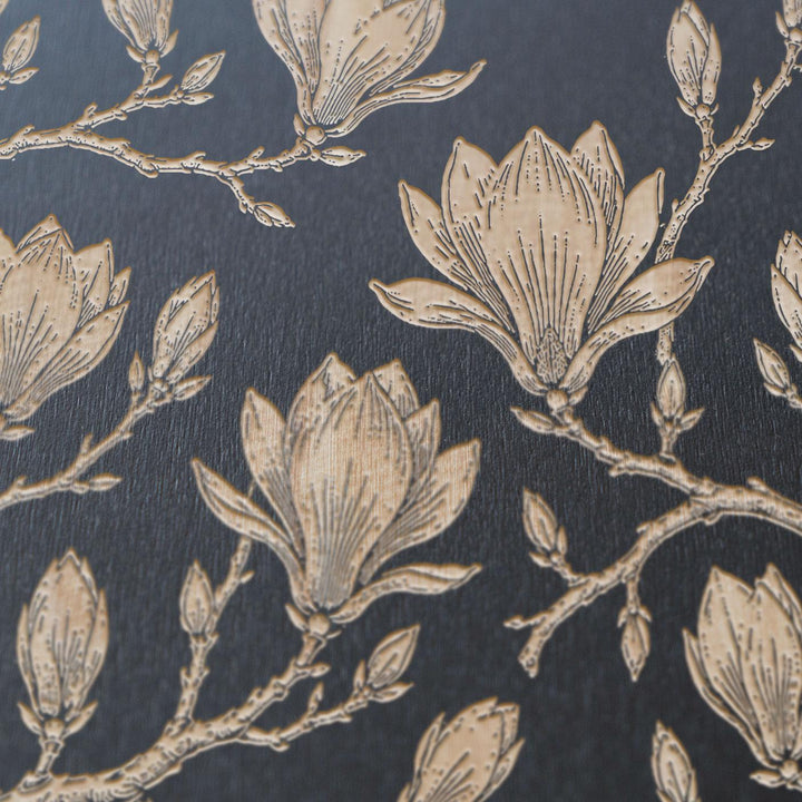 Japanese Magnolia Blossoms Engraved Birch Art Panel
