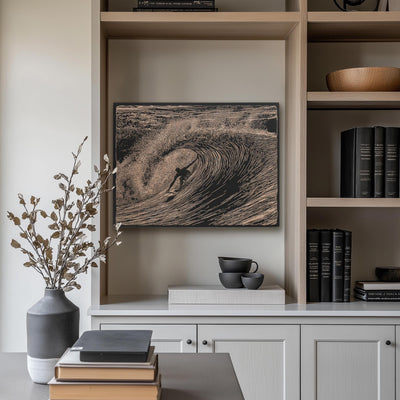 Surfer in a Barrel Wave Scene Wall Art