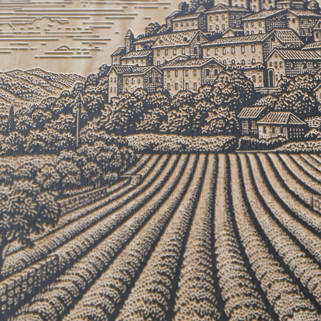 Provence Lavender Fields Engraved Birch Art Panel