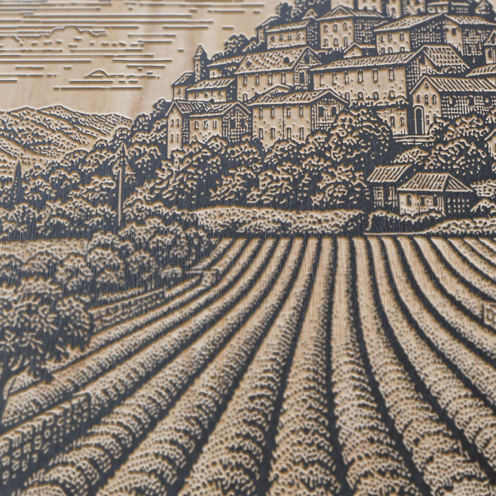 Provence Lavender Fields Engraved Birch Art Panel
