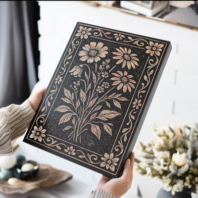 Wildflower Bouquet Engraved Birch Illustration