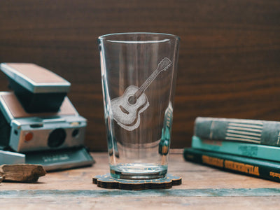 Acoustic Guitar Glasses | Music Themed Personalized Whiskey, Wine & Beer Glassware, Instrument Drinkware, Singer Songwriter Guitar Gift