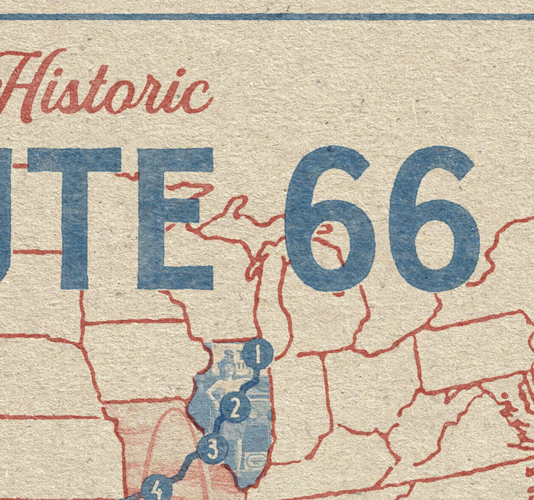 Route 66 Map Art Print