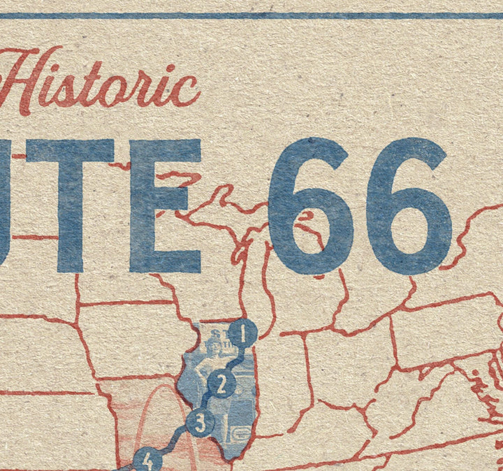 Route 66 Map Art Print