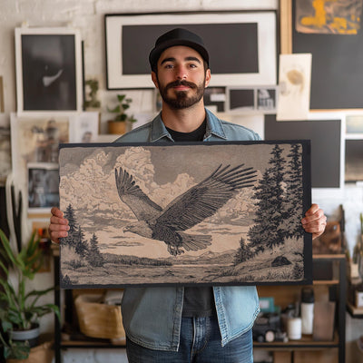 Bald Eagle Engraved Illustration