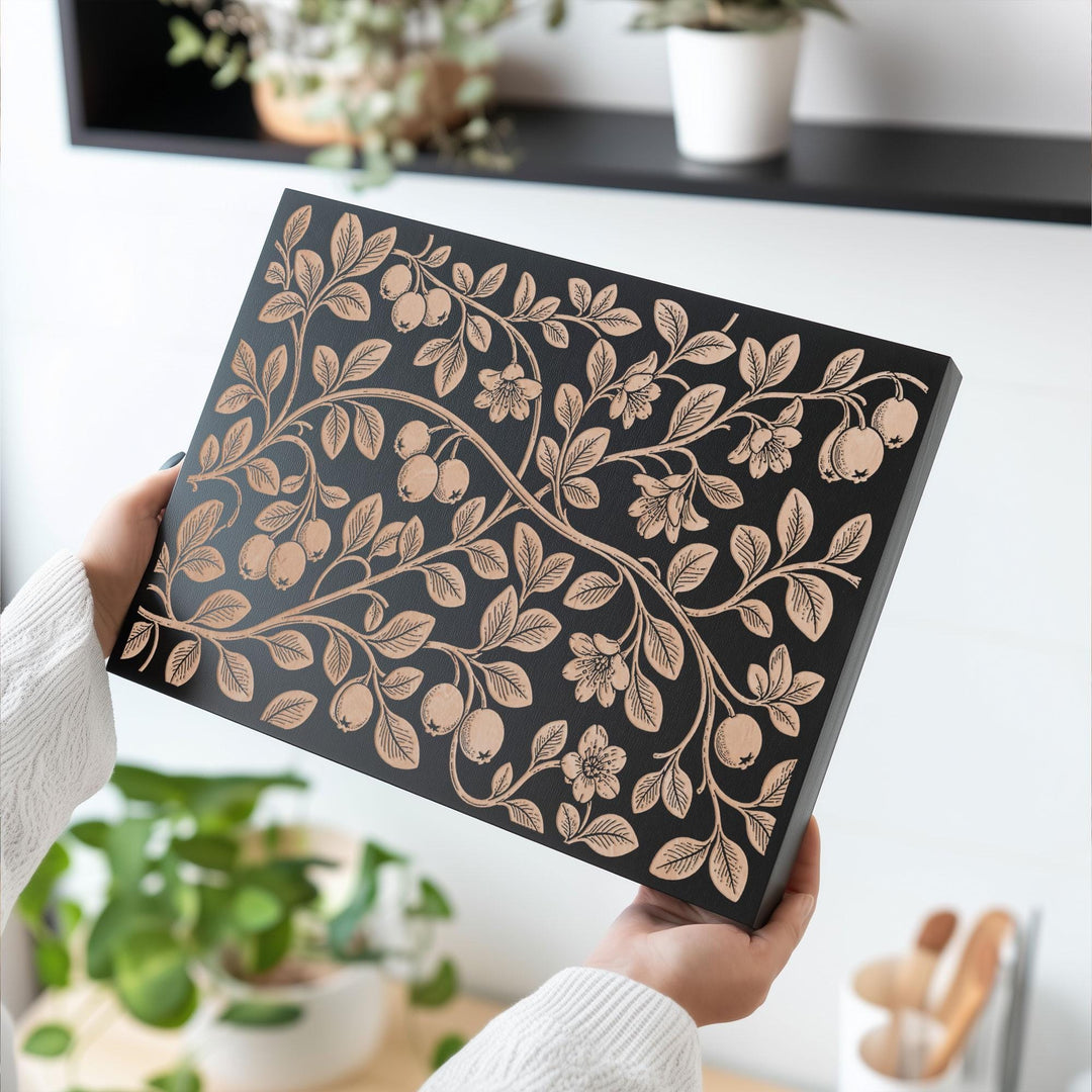 Cranberry Vine Engraved Birch Art Panel
