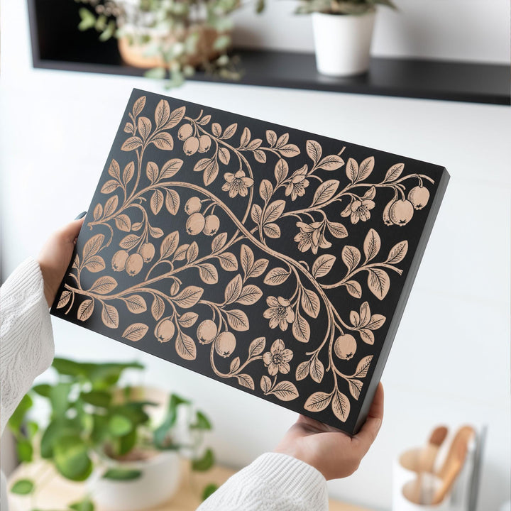 Cranberry Vine Engraved Birch Art Panel