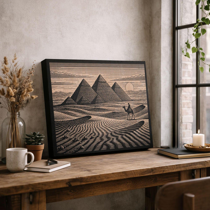 Great Pyramids Engraved Birch Art Panel