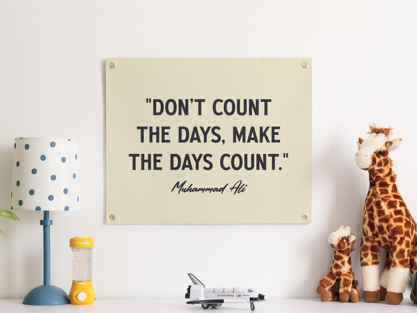 Don&#39;t Count the Days, Make the Days Count Muhammad Ali Quote Felt Banner | Inspirational Wall Art, Motivational Gift, Living Room Accent