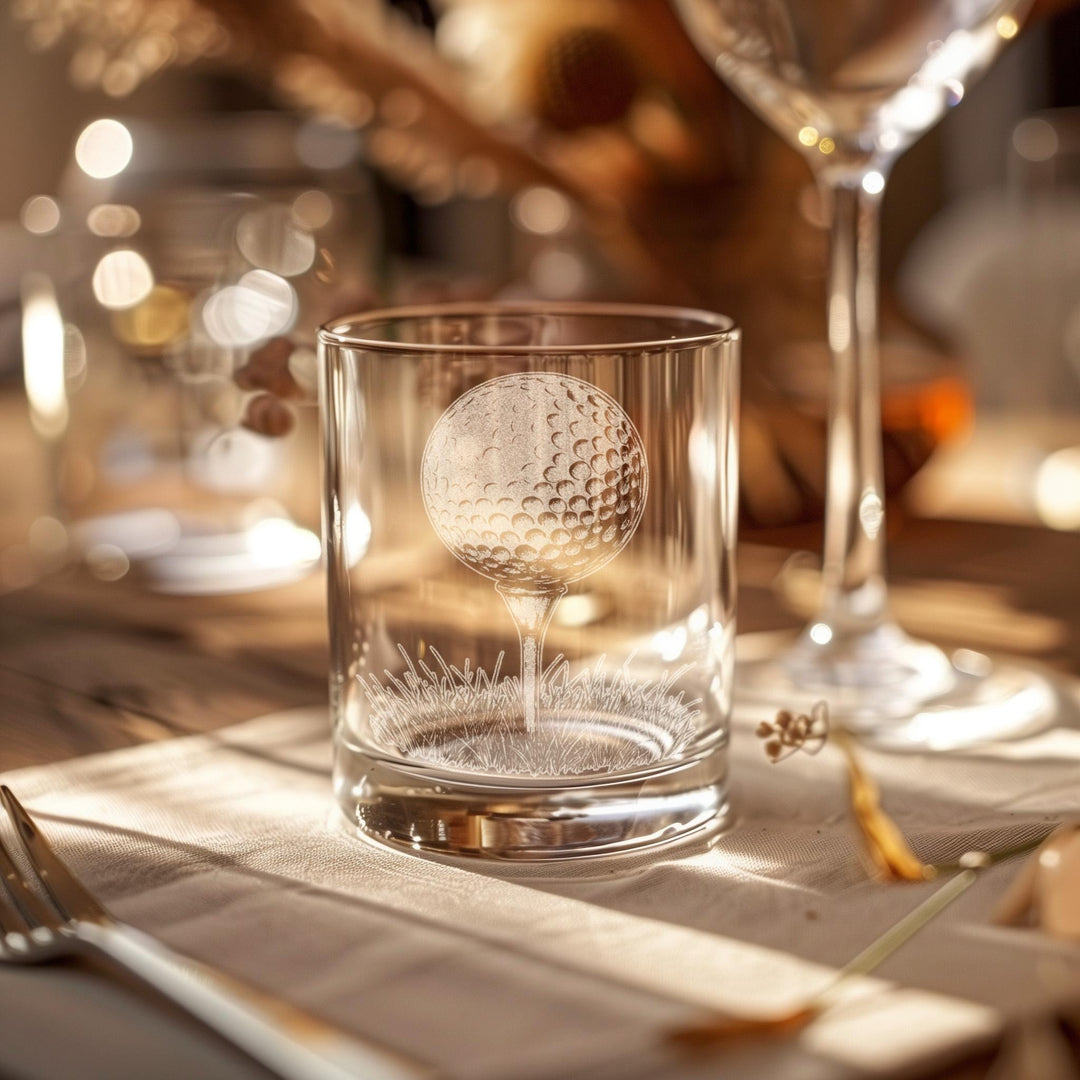 Golf Ball and Tee Glasses | Sports Themed Whiskey, Wine &amp; Beer Glassware, Golfing Drinkware, Golfer Athlete Gift, Classic Sports Fan Gift