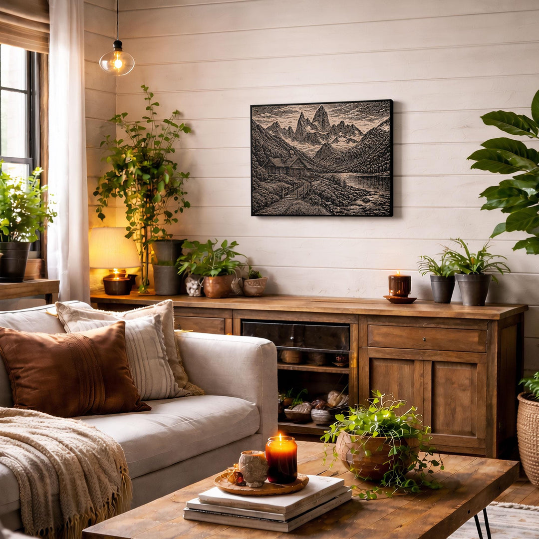 Patagonia Trekking Lodge Engraved Birch Art Panel