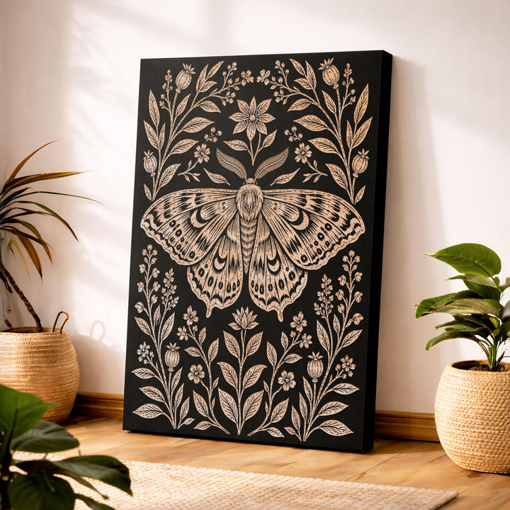 Moth Garden Engraved Birch Art Panel